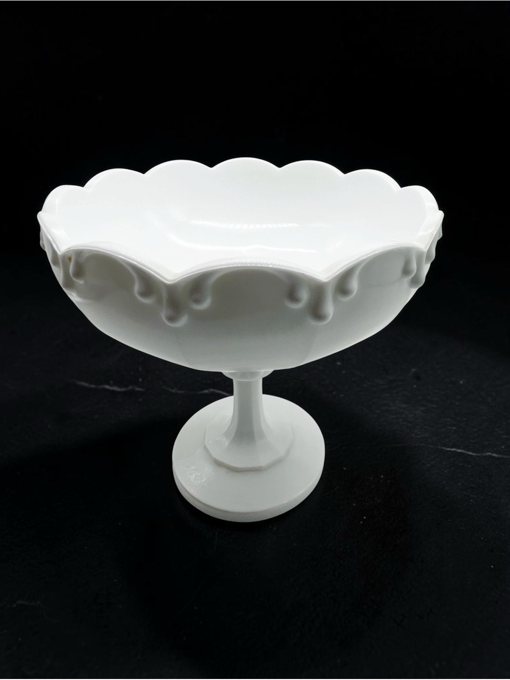 Vintage Indiana White Milk Glass Large Tear Drop Pedestal Bowl Dish wedding gift